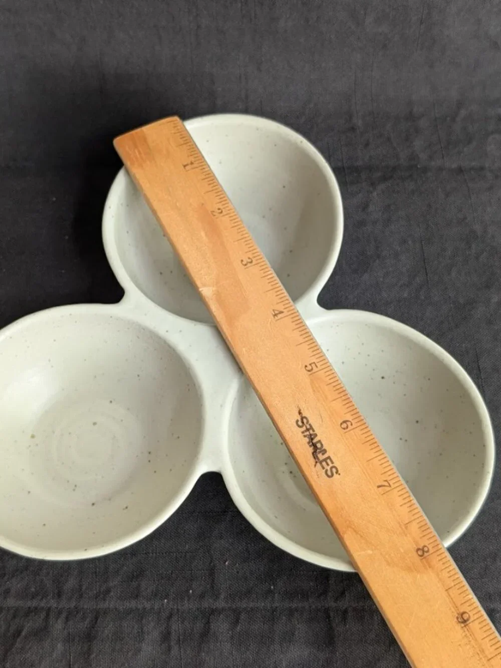 Pottery Barn Farmstead Stoneware Triple Serving Dish Nut Dish Multi Use